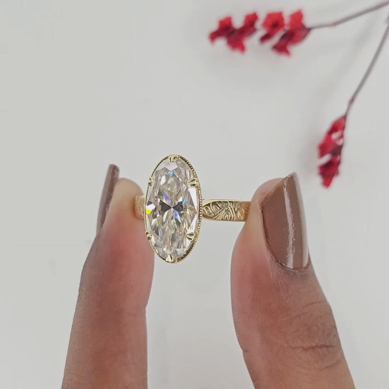 Vintage Oval Cut Solitaire Ring with Engraved Band video