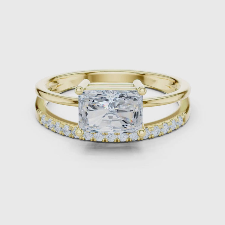 East West Radiant Double Band Ring With Pave Band video