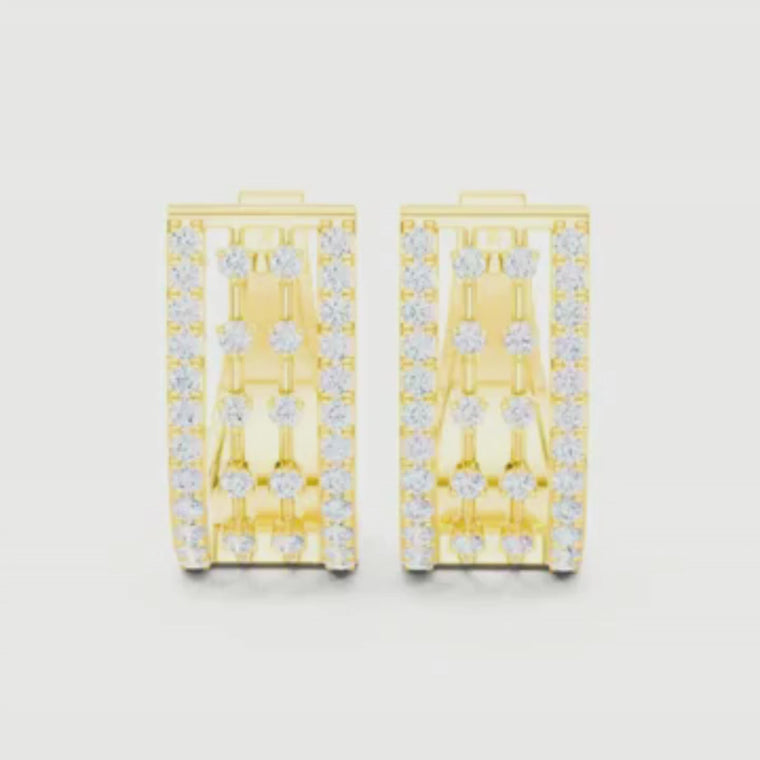 Openwork Lattice Multi Row Wide Huggie Earrings video