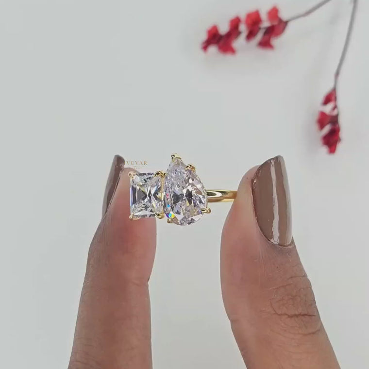 Pear And Radiant Cut Toi et Moi Ring video