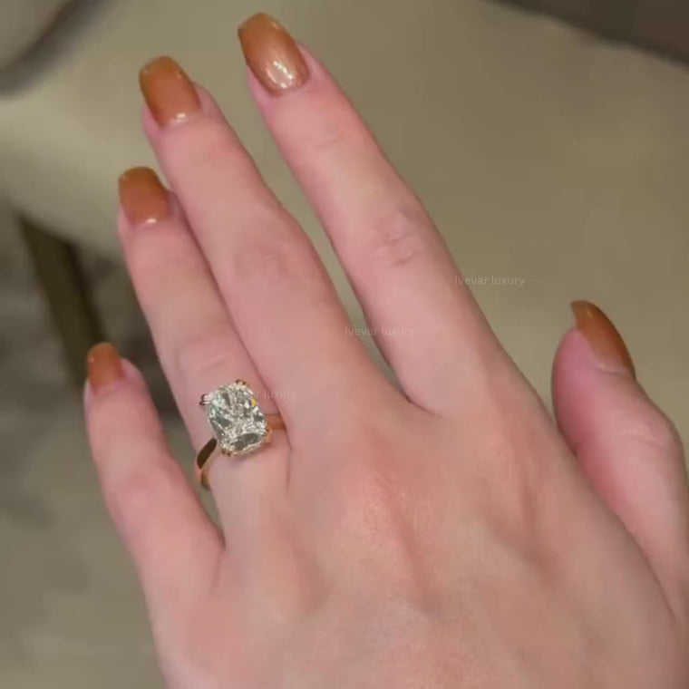 Hidden Halo Radiant Cut Solitaire Engagement Ring video