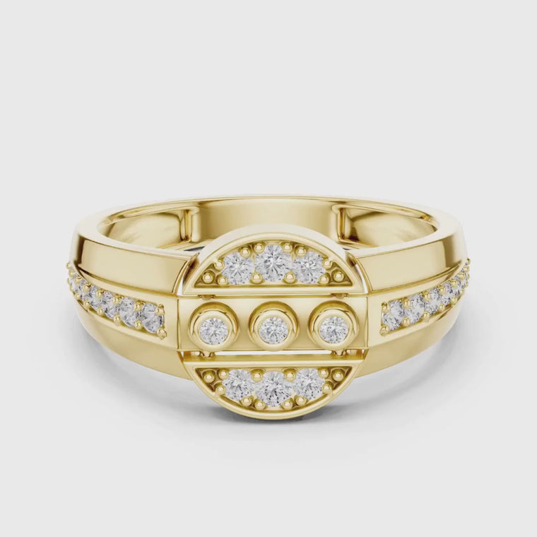 Round Wide Band Statement Ring with Bezel Accents video
