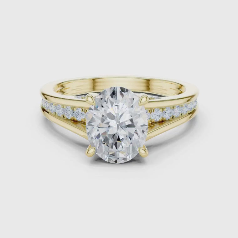Oval Cut Split Shank Ring with Pave Accents video