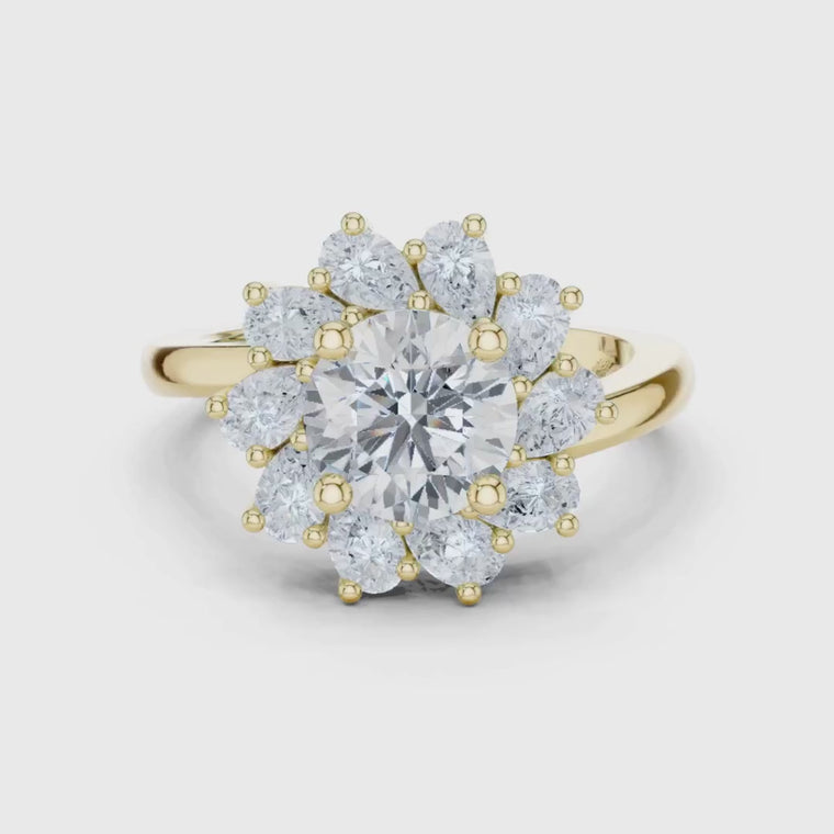Round Brilliant Floral Cluster Engagement Ring video