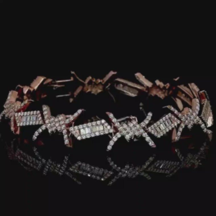 Baguette Cut Barbed Wire Link Bracelet video