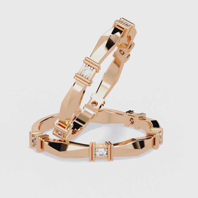 Geometric Crafted Round Cut Wedding Band video