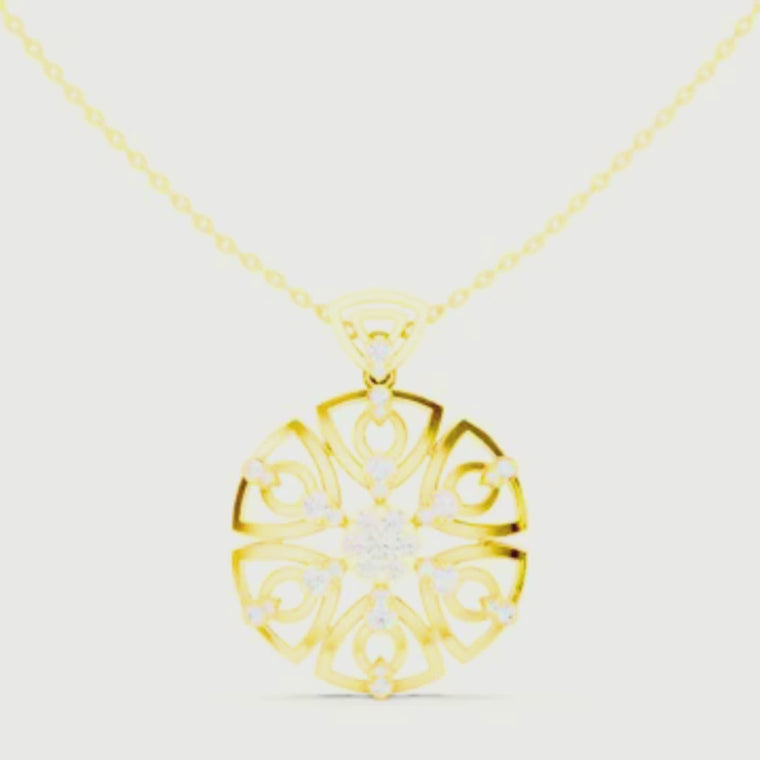 Floral Medallion Pendant with Round Brilliant Prong Set Accent video
