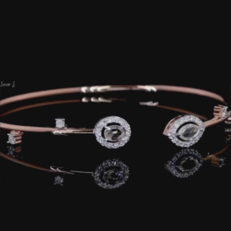 14K Gold Natural Rose Cut Twin Diamond Halo Bracelet video