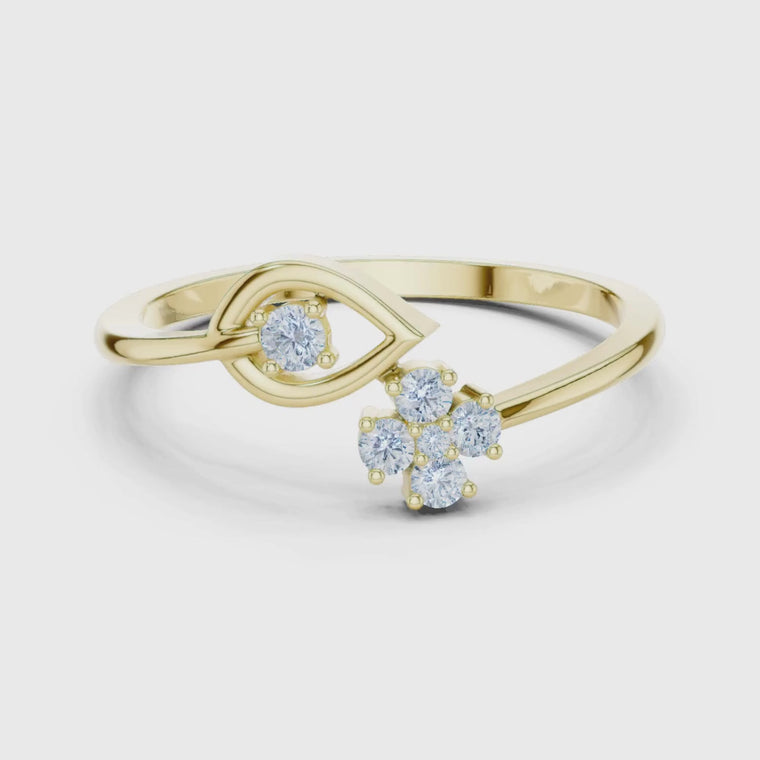 Open Leaf with Flower Round Bypass Ring video