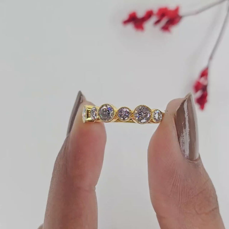 Round Cut Half Eternity Wedding Stacking Band video