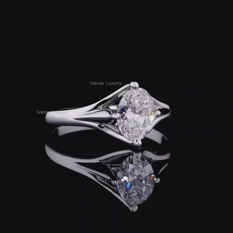 Split Shank Oval Cut Cathedral Solitaire Ring video