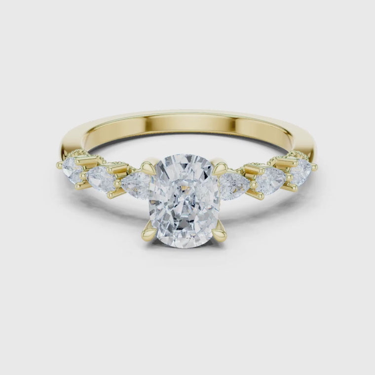 Hidden Halo Oval Cut Pave Setting Engagement Ring video