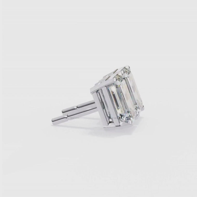 Emerald Cut Corner Prong Earrings video