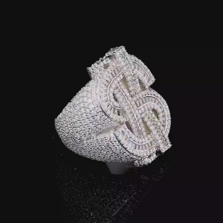 Fully Iced Dollar Sign Ring video