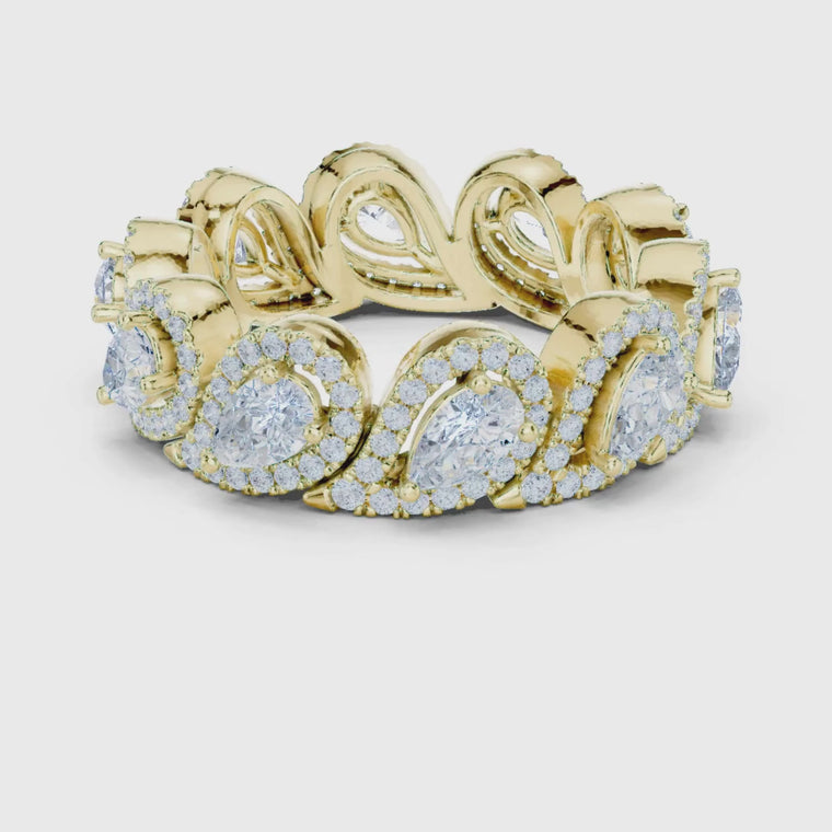 Pear Cut Halo Eternity Statement Band Ring video