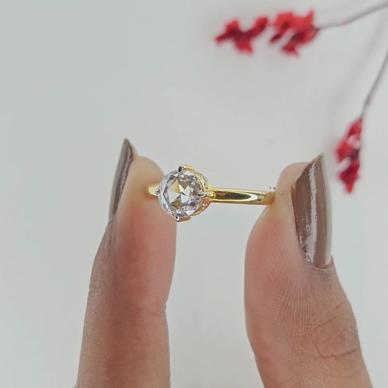 Rose Cut Hidden Halo Engagement Ring video