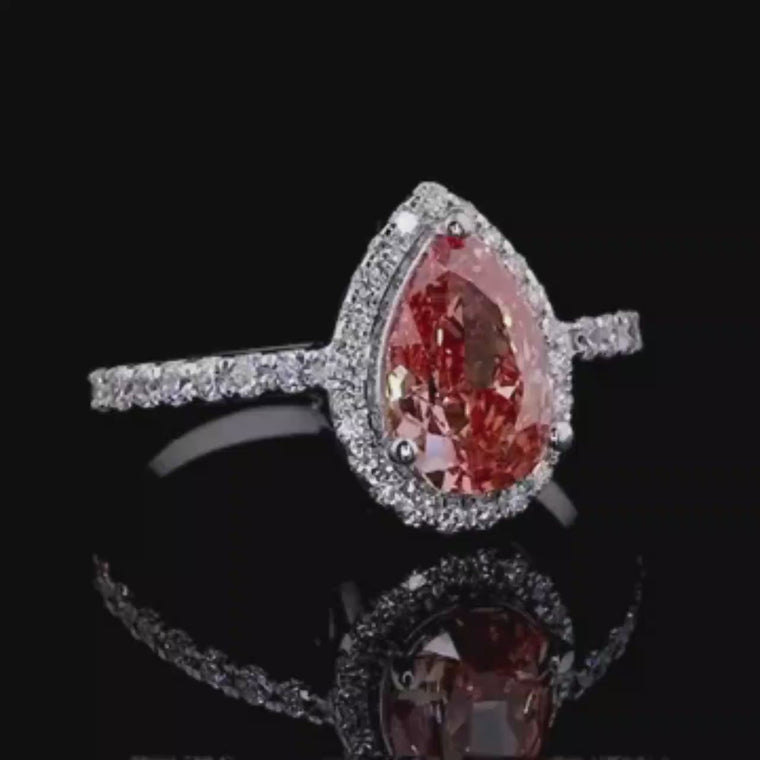 Fancy Vivid Pear Cut Halo Ring video