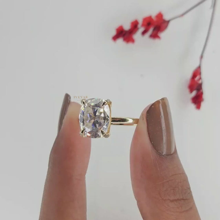 Cushion Cut Solitaire Hidden Halo Ring video