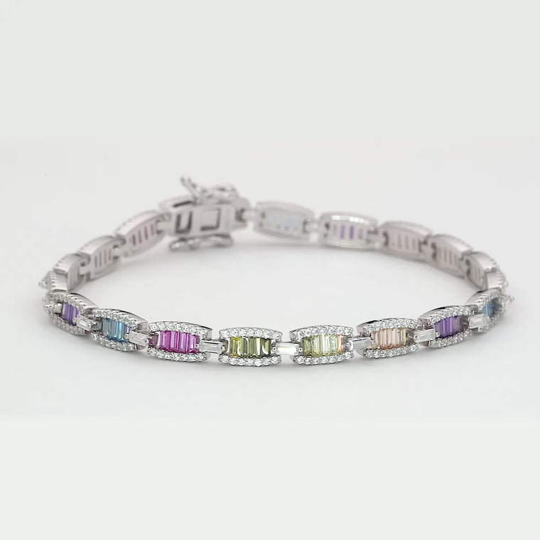 Rainbow Natural Sapphire Diamond Bracelet video