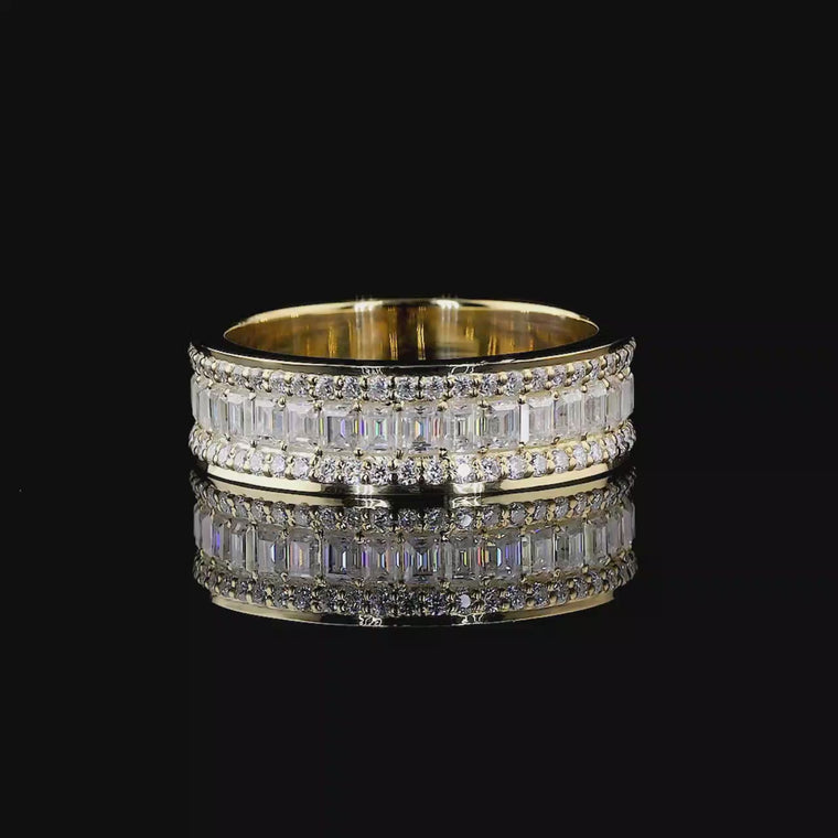Emerald Cut Multi Row Eternity Band, Round Accents video