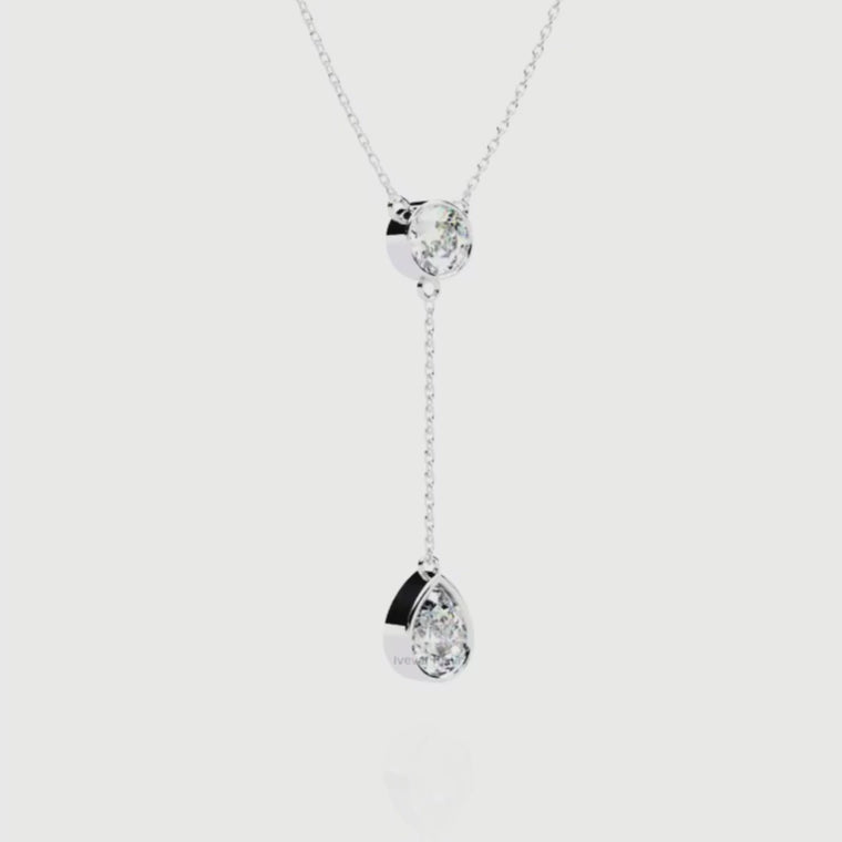 Bezel Set Round with Drop Pear Cut Necklace video