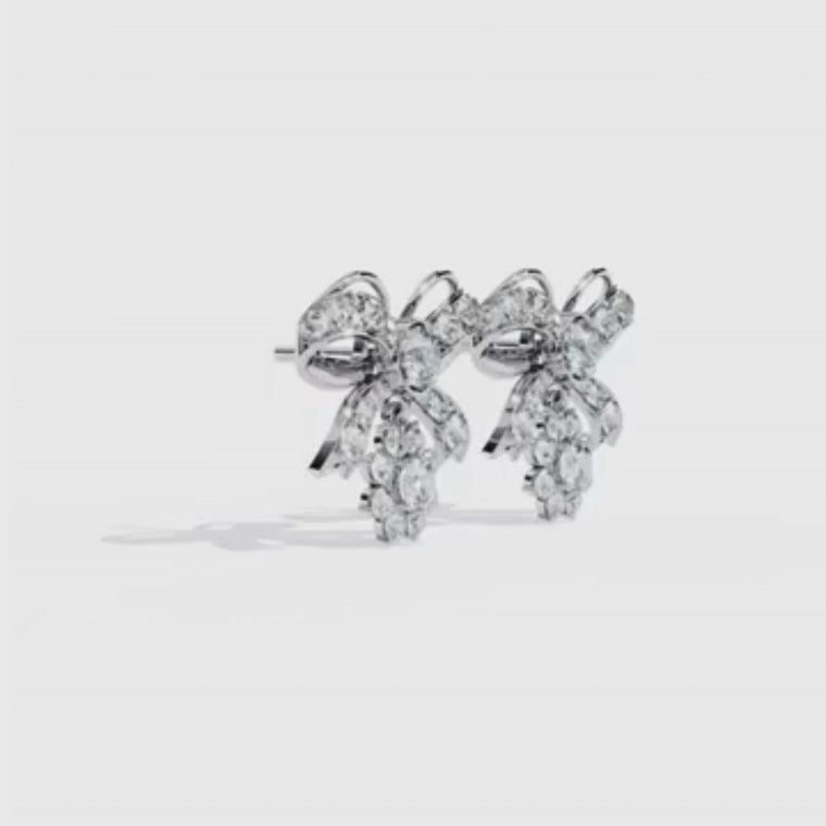 Round Bow Drop Earrings with Pave Floral Charm video
