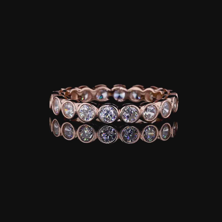 Round Bezel Set Eternity Wedding Band Ring video