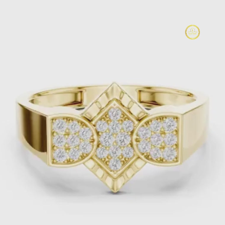 Round Cut Men's Modern Three Cluster Statement Ring video
