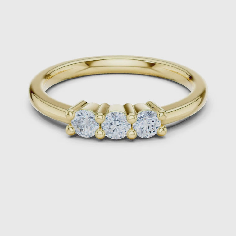 Round Brilliant Three Stone Ring For Women video