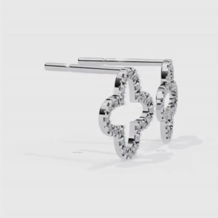 Round Pave Clover Stud Earrings video
