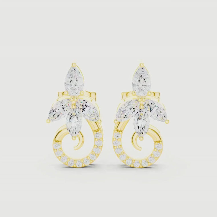 Floral Crescent Pear and Marquise Stud Earrings video