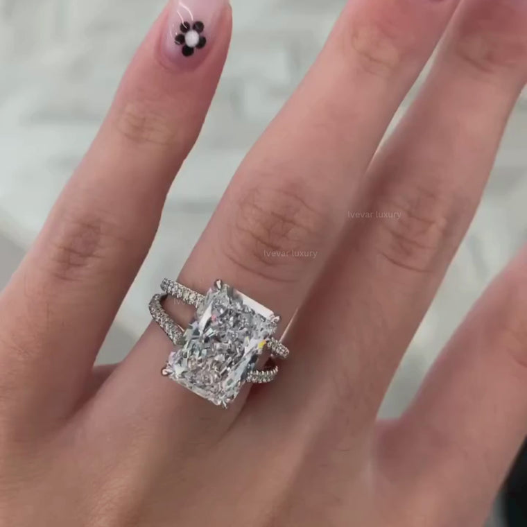 Radiant Cut Split Shank Pave Engagement Ring video