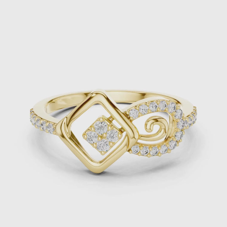 Round Cut Ring With Swirl Pave Band video