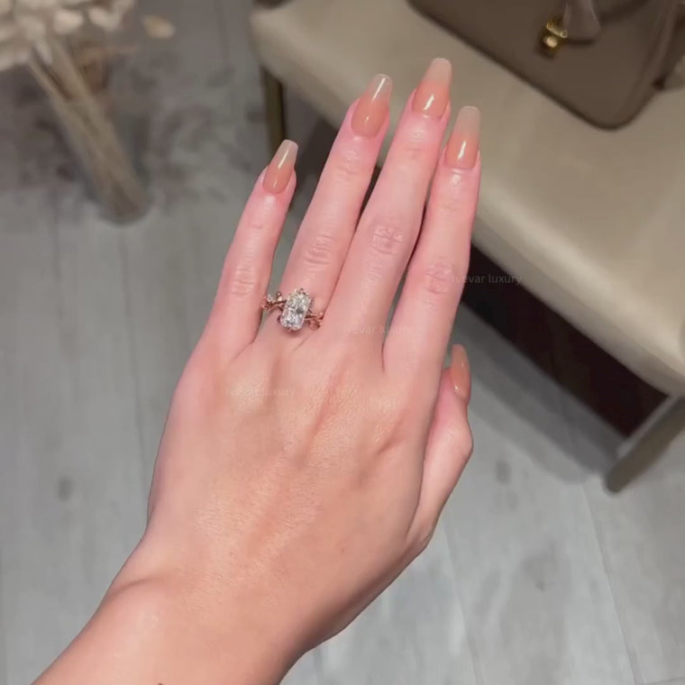 Nature Inspired Elongated Cushion Lab Diamond Ring video