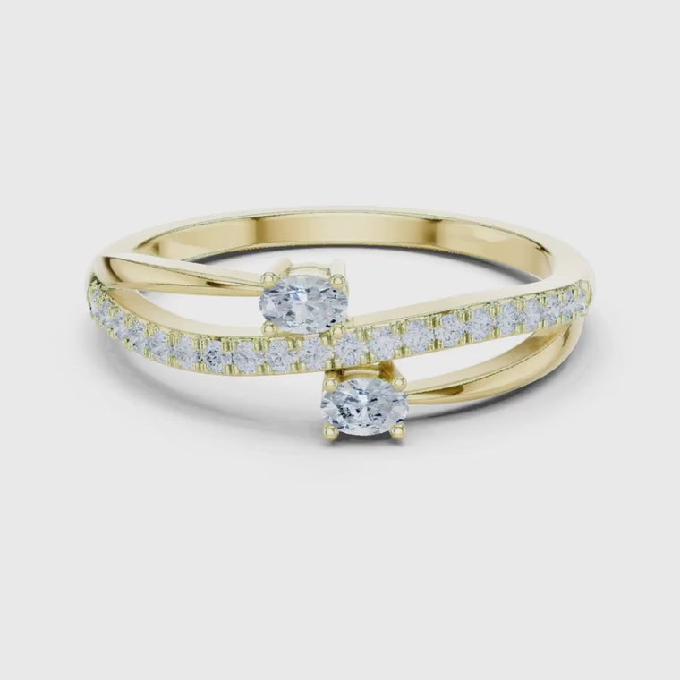 Dual Oval Crisscross Pave Bypass Ring video