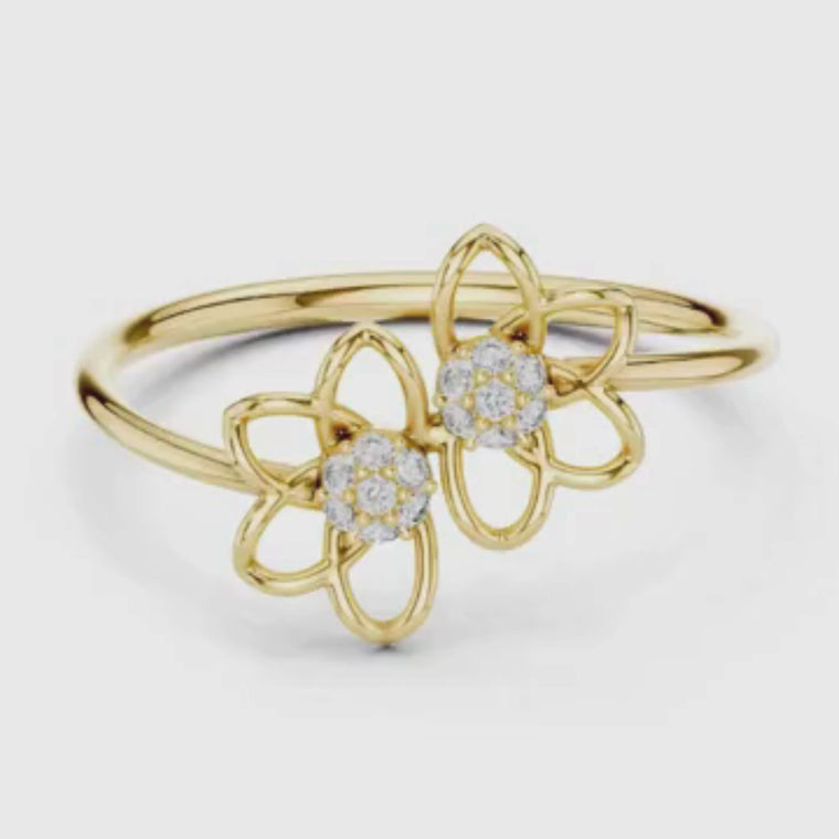 Double Flower Round Openwork Floral Ring video