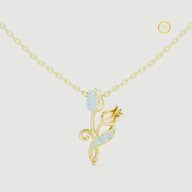 Dainty Twin Tulip Flower Round Accent Pendant video