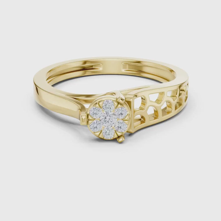 Blossom Round Cluster Ring with Intricate Openwork Band video