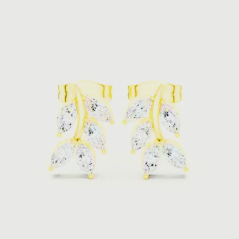 Classy Marquise Cut Nature Inspired Leaf Stud Earrings video