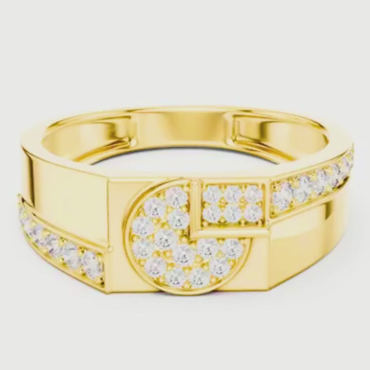 Round Cut Men's Split Circle Medallion Statement Band video