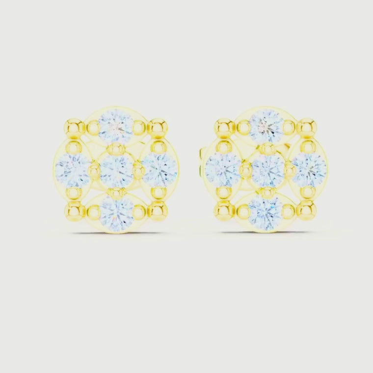 Geometric Floral Round Cluster Stud Earrings video