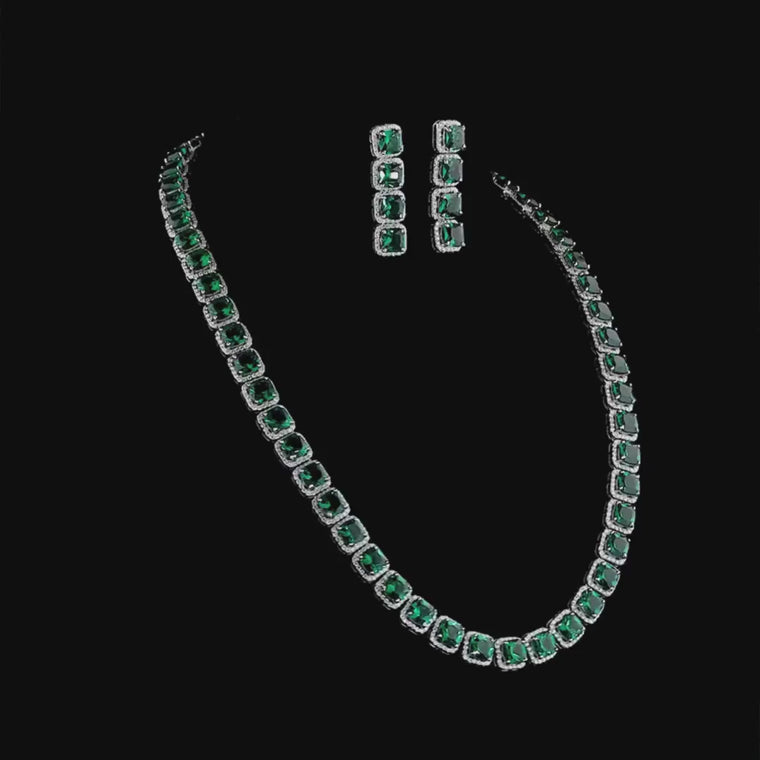 Iced Out Moissanite Tennis Chain with Green Cushion Halo Links video