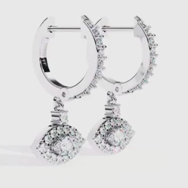 Evil Eye Pavé Drop Huggie Earrings with Round Center Stone video