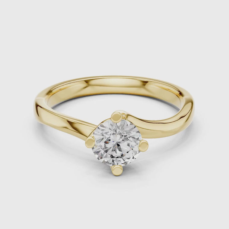 Round Cut Swirl Band Engagement Ring video
