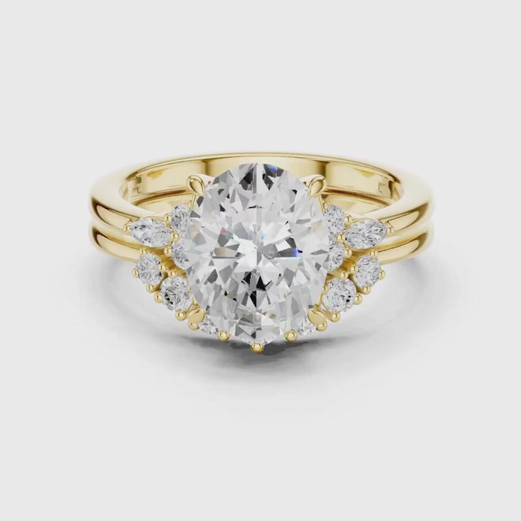 Oval Cut Lab Diamond Ring with Floral Inspired Halo video