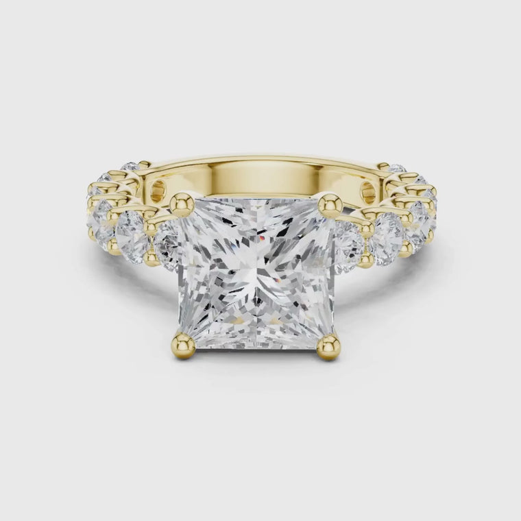 Pave Setting Princess Cut Wedding Ring video