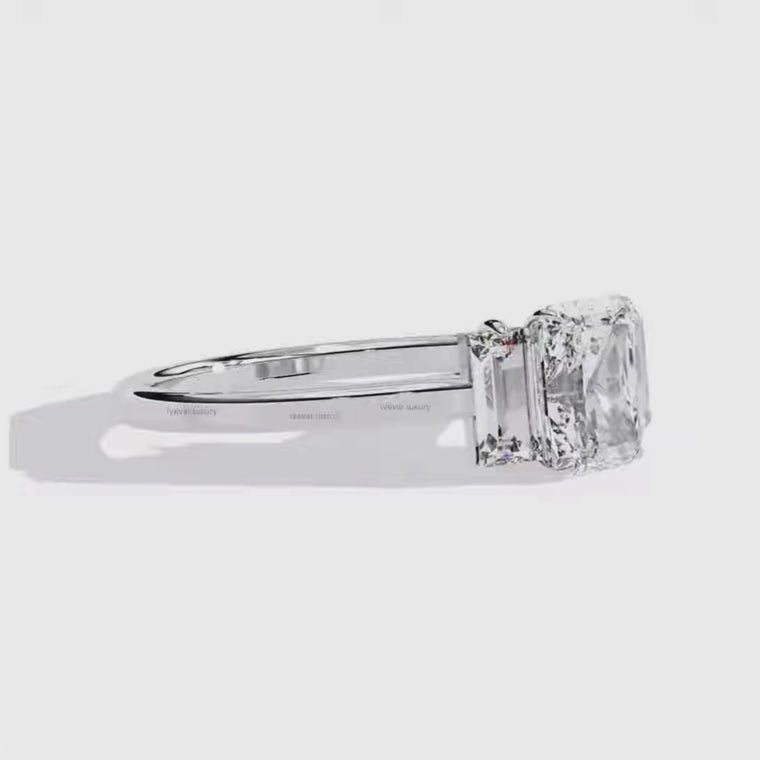 Three Stone Ring With Baguette Side Stones video