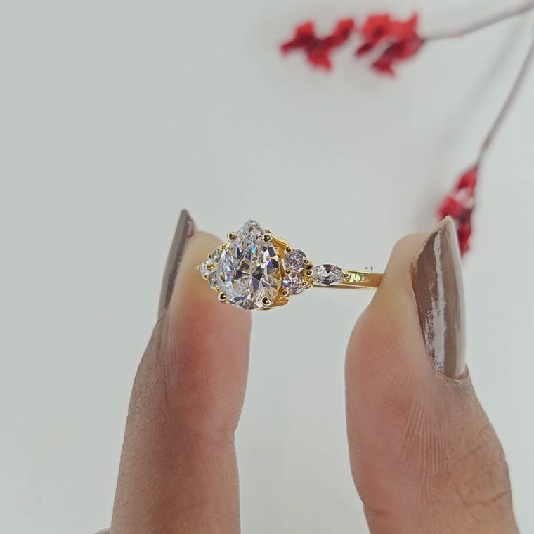 Pear Cut Cluster Setting Engagement Ring video