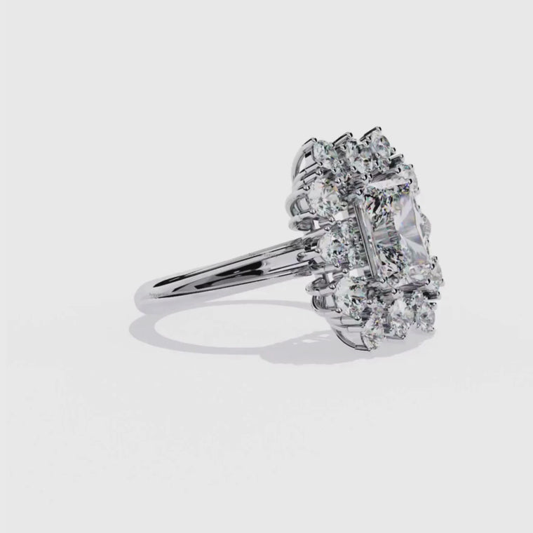 Floral Radiant Cut Halo Anniversary Ring video