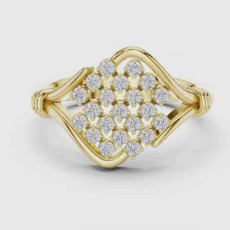 Round Cut Ring Elegant Wave Framed Design video